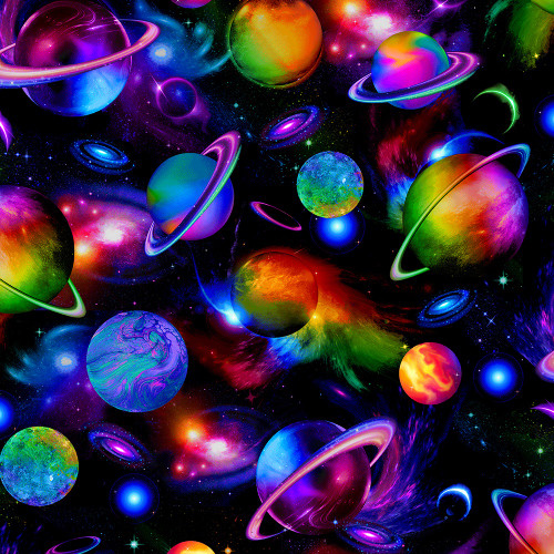 Timeless Treasures Fabrics Galaxy Black Bright Solar System