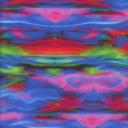 Timeless Treasures Fabrics Galaxy Multi Space Nebula, vibrant colorful abstract pattern resembling a space nebula with swirling pinks, blues, greens, and reds.