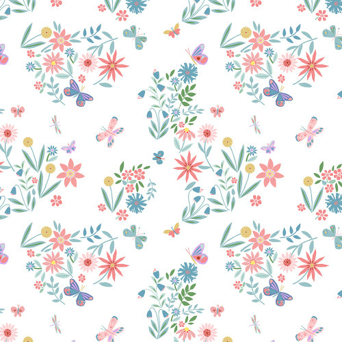 Dear Stella Fabrics Shimmer White In Bloom