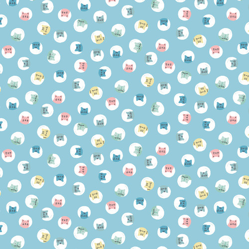 Dear Stella Fabrics Shimmer Sky You'Re Purrfect