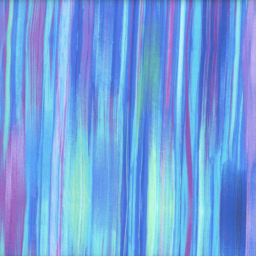 Timeless Treasures Fabrics Bellagio by Chong A Hwang Blue Bright Stripes, vibrant textile featuring vertical blue and purple stripes with hints of green and pink.