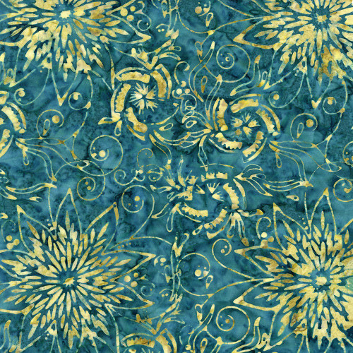 Timeless Treasures Fabrics Tonga Batiks Valley Blossom Ocean Midnight Florals