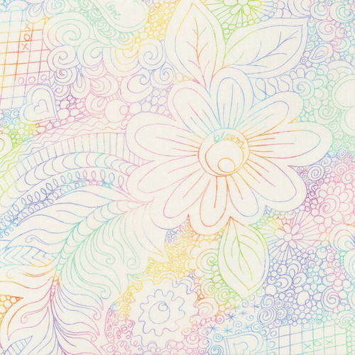 Timeless Treasures Fabrics 108 Inch Wide Quilt Back Pastel Doodle Floral