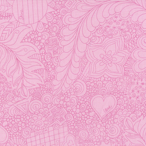 Timeless Treasures Fabrics 108 Inch Wide Quilt Back Pink Doodle Floral
