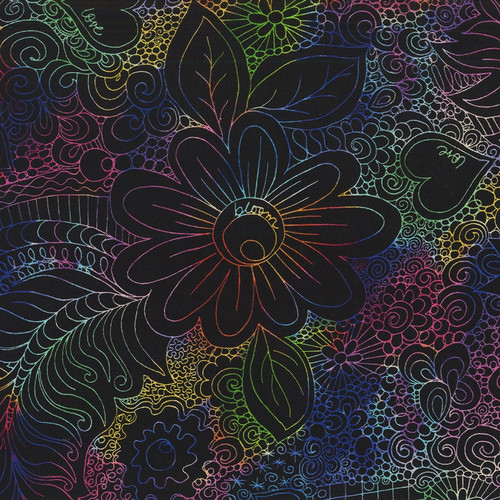 Timeless Treasures Fabrics 108 Inch Wide Quilt Back Prism Doodle Floral