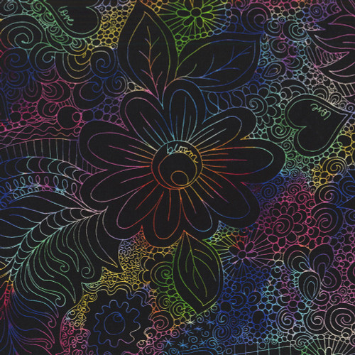 Timeless Treasures Fabrics 108 Inch Wide Quilt Back Prism Doodle Floral