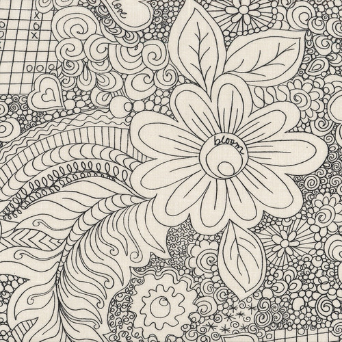 Timeless Treasures Fabrics 108 Inch Wide Quilt Back White Doodle Floral