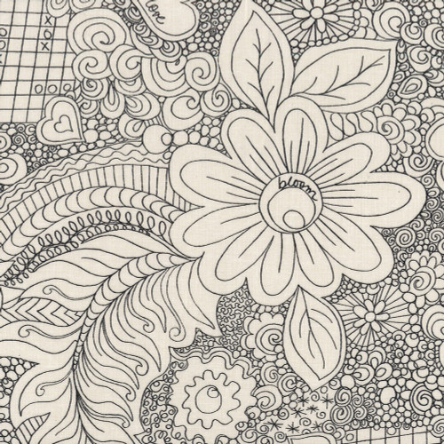 Timeless Treasures Fabrics 108 Inch Wide Quilt Back White Doodle Floral