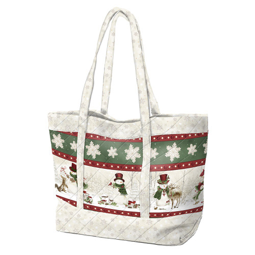 Wilmington Prints Woodland Snowmen White Out Snow Tote Bag Kit