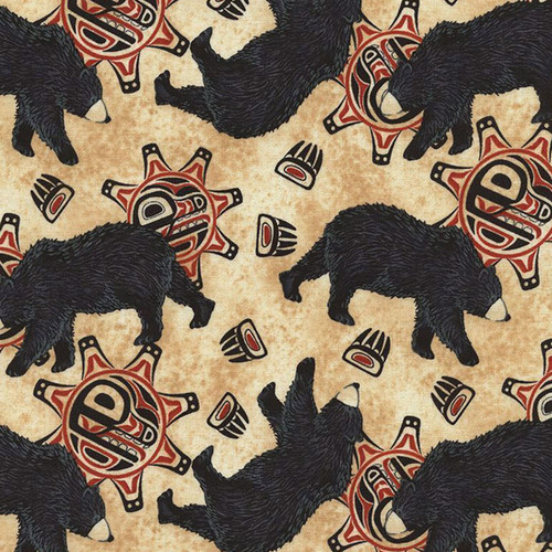 Timeless Treasures Fabrics Northwest Favorites Tan Tossed Bears With Claws