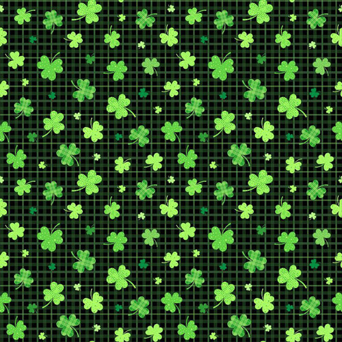 Timeless Treasures Fabrics Good Luck Charm Black Shamrocks On Plaid