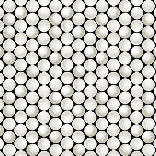 Timeless Treasures Fabrics Par For The Course Black Golf Balls