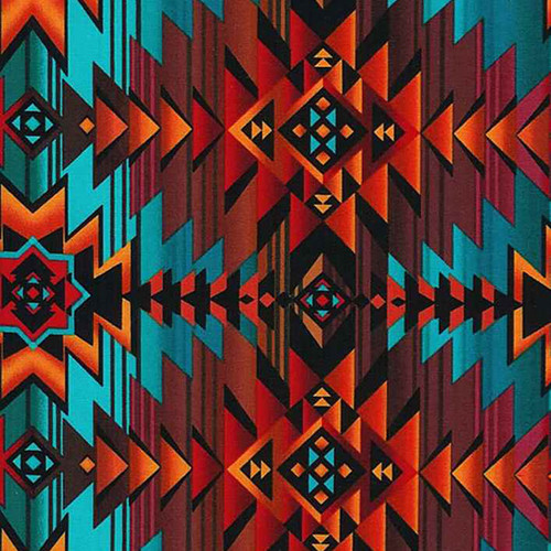 Timeless Treasures Fabrics Southwest Sunset Turquoise Southwest Blanket