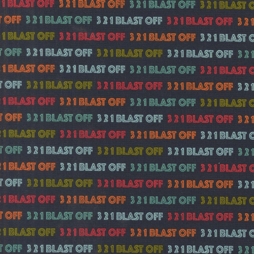 Moda Fabrics 321 Blast Off Stacy Iest Hsu Night Sky Blue Countdown Text and Words