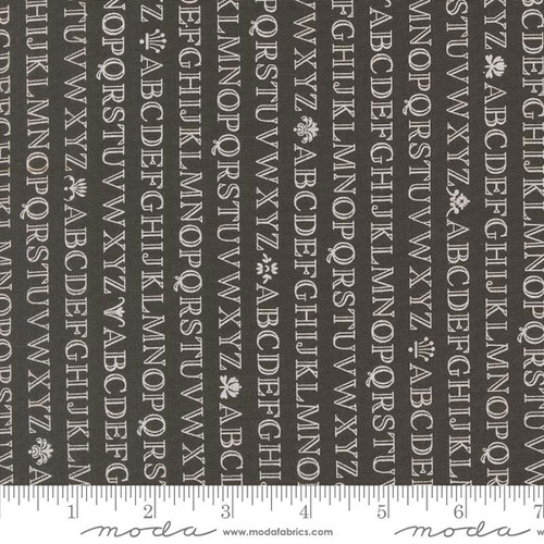 Moda Fabrics Agatha Road Fig Tree Co Midnight Black Alphabet Text and Words Stripe