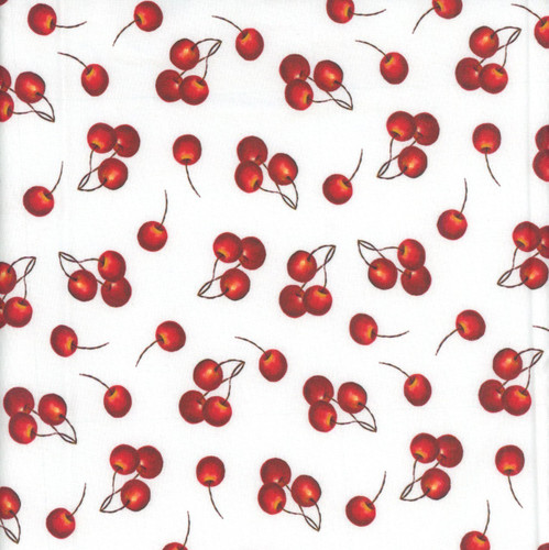 Lumin Fabrics White Owl Patchwork Picnic Susan Winget Red White Cherries