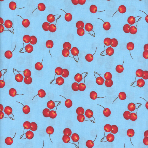 Lumin Fabrics White Owl Patchwork Picnic Susan Winget Blue Red Cherries
