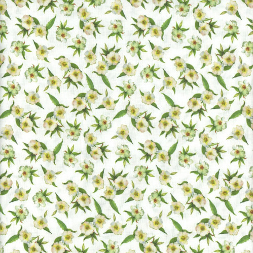 Lumin Fabrics White Owl Patchwork Picnic Susan Winget Cream White Cherry Blooms