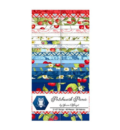 Lumin Fabrics White Owl Patchwork Picnic Susan Winget Jelly Roll 2.5 Inch Strips