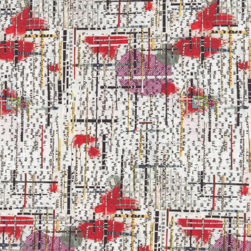 Blank Quilting Fabric Spread The Word Kathryn Kramer Waters White Partial Letters & Words