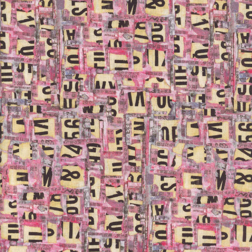 Blank Quilting Fabric Spread The Word Kathryn Kramer Waters Pink Abstract Letters & Numbers