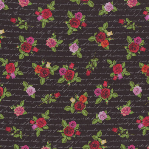 Blank Quilting Fabrics La Vie en Rose Tango Twist Designs Black Mini Roses