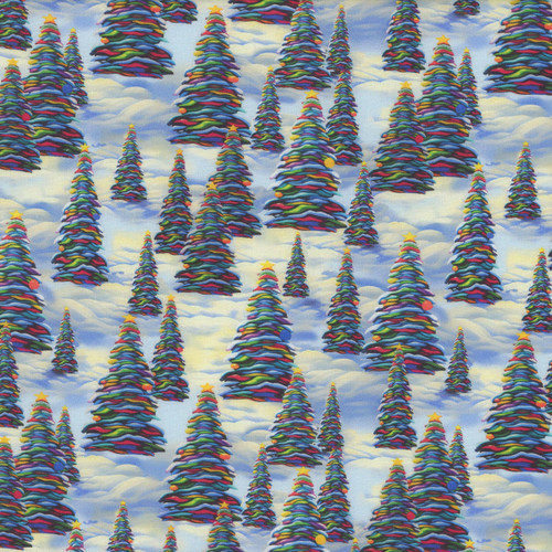 Blank Quilting Fabrics Frostykins Ray Heere Snow Winter Trees