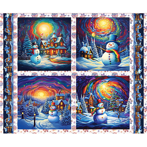 Blank Quilting Fabrics Frostykins Ray Heere Blue Snowman Pillow Panel