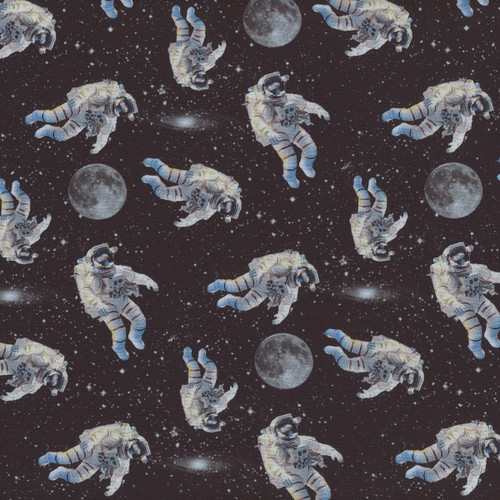 Blank Quilting Fabrics Space Cadet Francesco Moretti Black Astronauts
