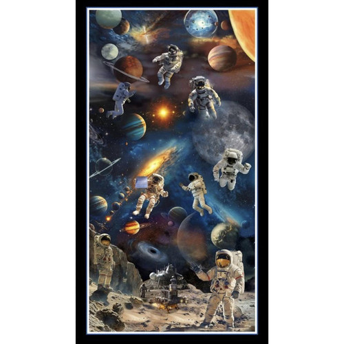 Blank Quilting Fabrics Space Cadet Francesco Moretti Black Panel