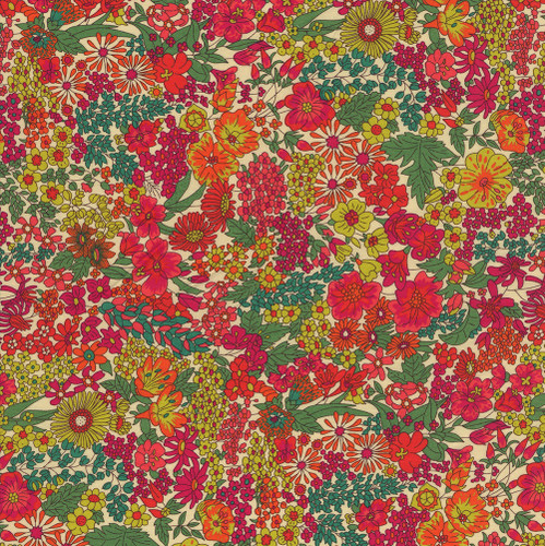 Liberty Fabrics Tana Lawn Pink Green Margaret Annie Bright Garden Floral