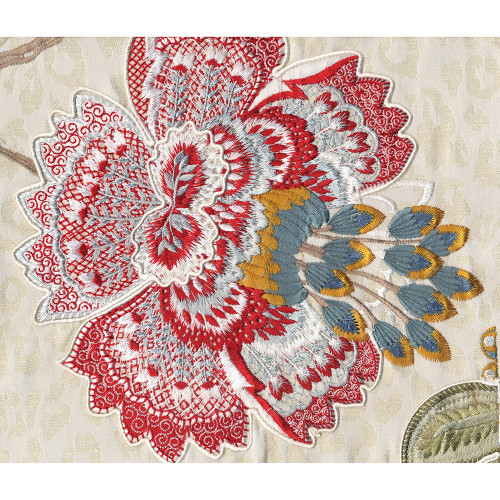 Hamilton Fabrics Florence Sage Embroidered Jacobean Floral Leopard Spot Base Cloth