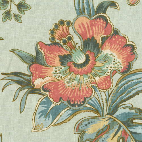 Hamilton Fabrics Belle Meade Mist Jacobean Floral Green