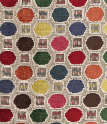 Hamilton Fabrics Orbits Kaleidoscope One Inch Cut Velvet Circles Red Blue Yellow