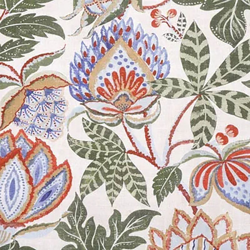 Hamilton Fabrics Cotswold Verdi Flowers and Foliage Blue Green