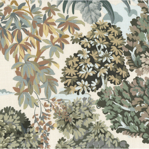 Hamilton Fabrics Gifford Ivory Trees in a Forest Green Cream