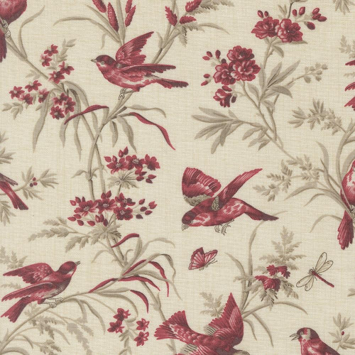 Moda Fabrics Joie De Vivre French General Pearl Moineau Florals Birds