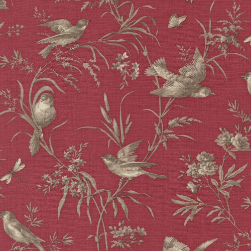 Moda Fabrics Joie De Vivre French General Rouge Red Moineau Florals Birds