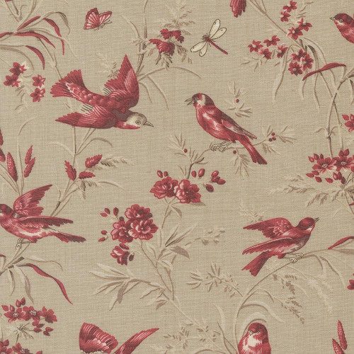 Moda Fabrics Joie De Vivre French General Roche Grey Moineau Florals Birds