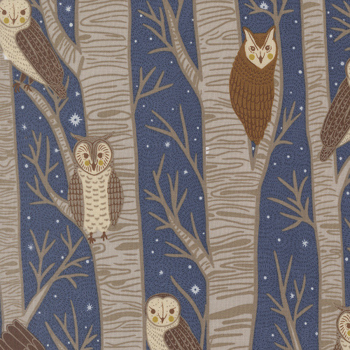 Moda Fabrics Night Owl Gingiber Dusk Blue Night Owl Trees