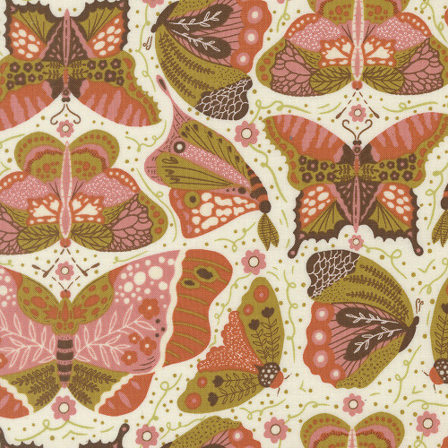 Moda Fabrics Night Owl Gingiber Cloud Butterflies