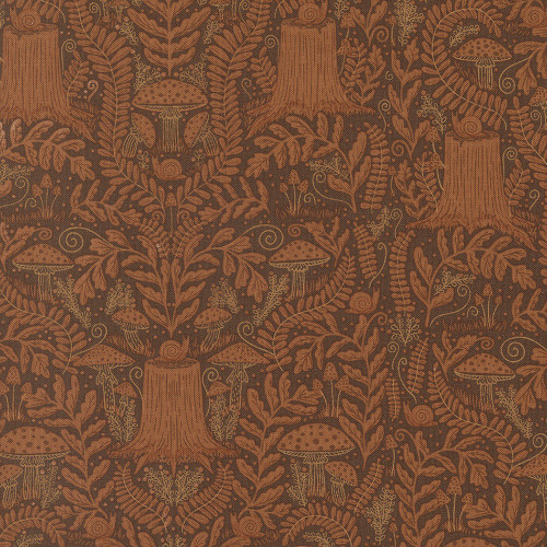 Moda Fabrics Night Owl Gingiber Cocoa Brown Mushroom Landscape
