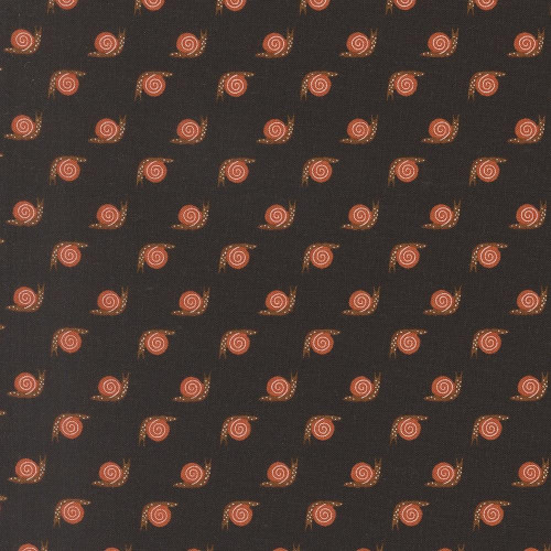 Moda Fabrics Night Owl Gingiber Midnight Black Snails