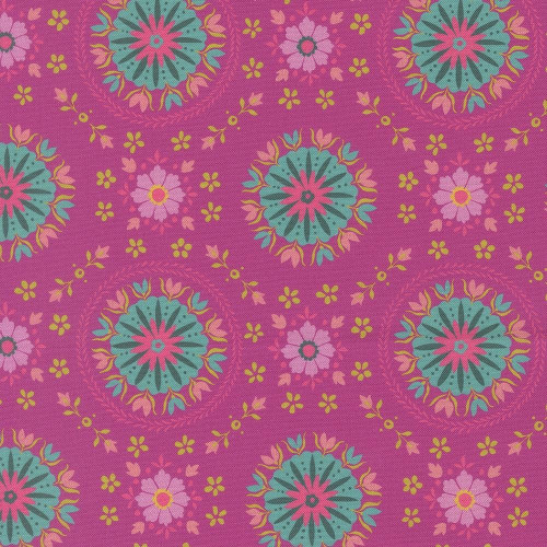 Moda Fabrics Parlor Crystal Manning Pink Mandala Passion Fruit