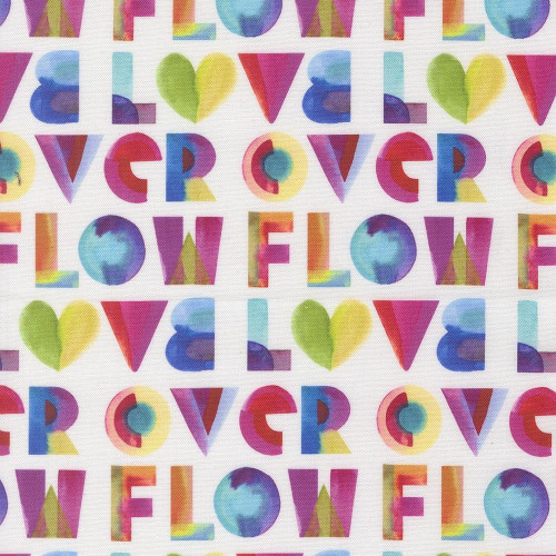 Moda Fabrics Radiant Amarilys Henderson Over Flow Love Text and Words Watercolor Geometrics Rainbow