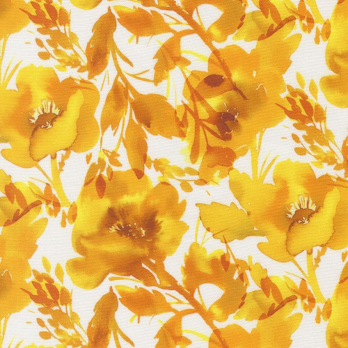 Moda Fabrics Radiant Amarilys Henderson Poppies Florals Watercolor Sunshine Yellow