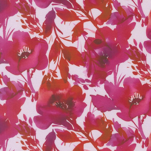 Moda Fabrics Radiant Amarilys Henderson Poppies Florals Watercolor Pink Pink