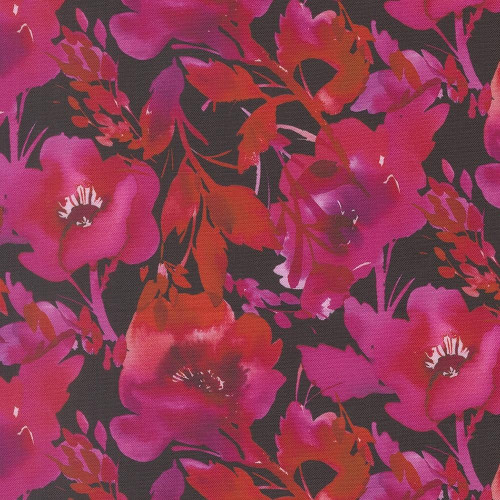 Moda Fabrics Radiant Amarilys Henderson Poppies Florals Watercolor Midnight Pink