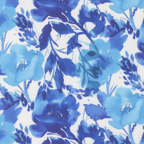 Moda Fabrics Radiant Amarilys Henderson Poppies Florals Watercolor Sky Blue