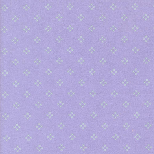 Moda Fabrics Sherbet Sunshine Flannel Corey Yoder Wisteria Lavender Diamond X, pastel lavender flannel fabric with small white diamond patterns.